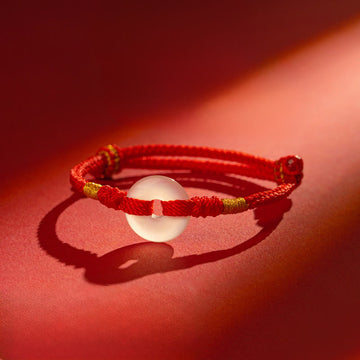 White Chalcedony Peace Buckle Braided Connection Bracelet