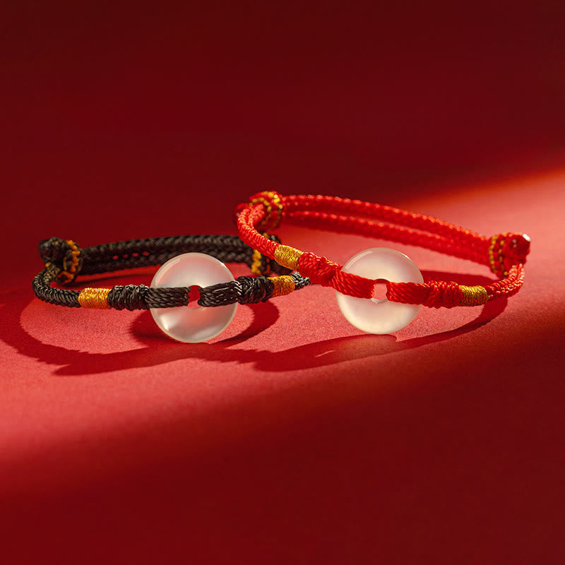 White Chalcedony Peace Buckle Braided Connection Bracelet