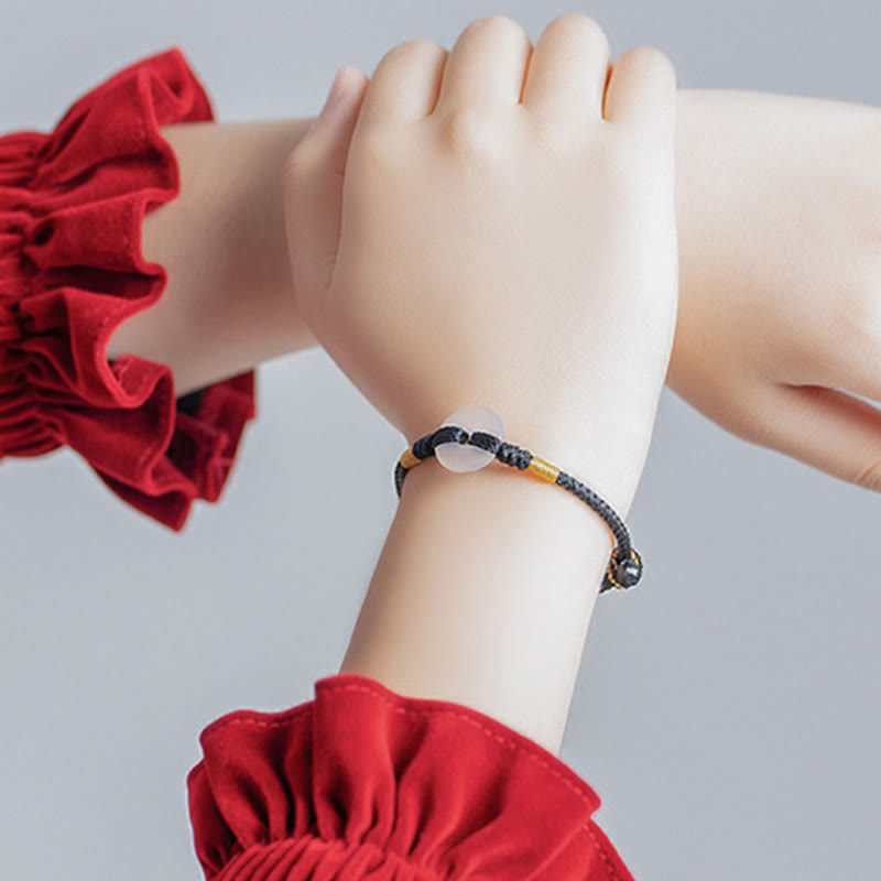 White Chalcedony Peace Buckle Braided Connection Bracelet