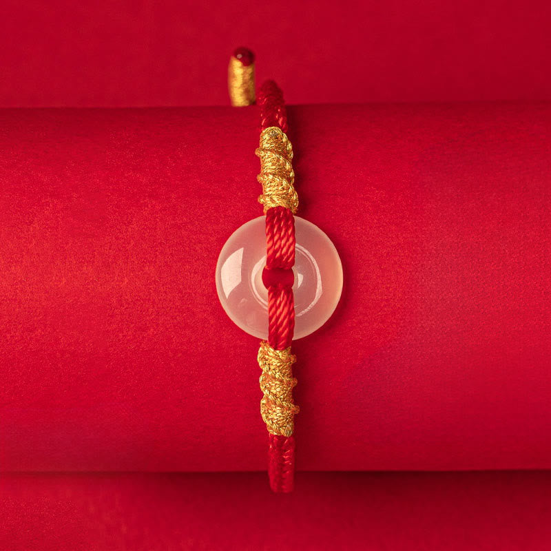 White Chalcedony Peace Buckle Connection Rope Knot Bracelet