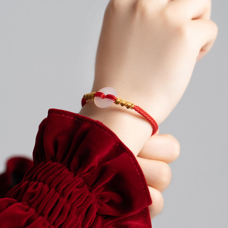 White Chalcedony Peace Buckle Connection Rope Knot Bracelet