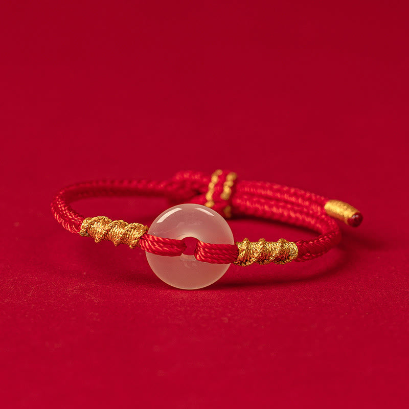 White Chalcedony Peace Buckle Connection Rope Knot Bracelet