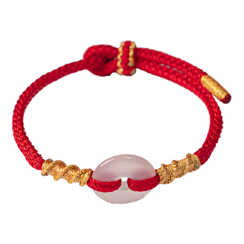 White Chalcedony Peace Buckle Connection Rope Knot Bracelet