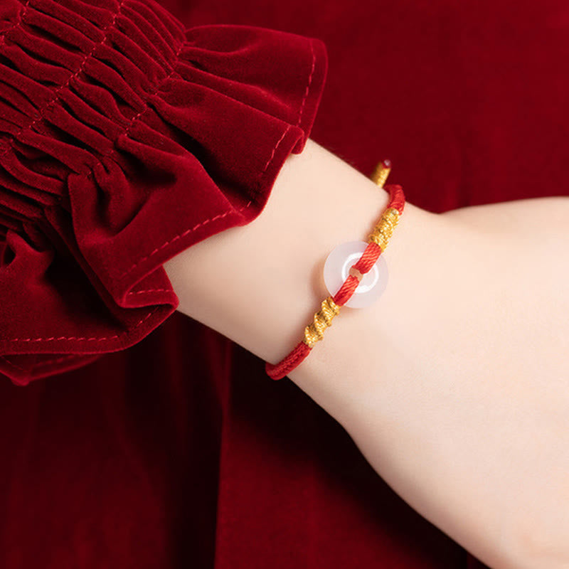 White Chalcedony Peace Buckle Connection Rope Knot Bracelet