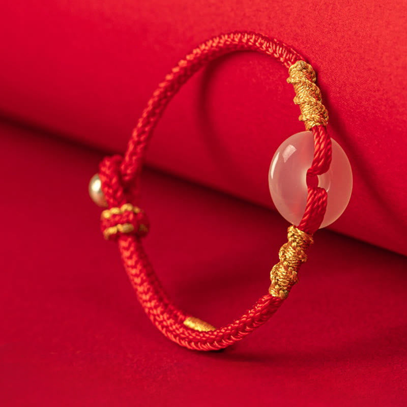 White Chalcedony Peace Buckle Connection Rope Knot Bracelet
