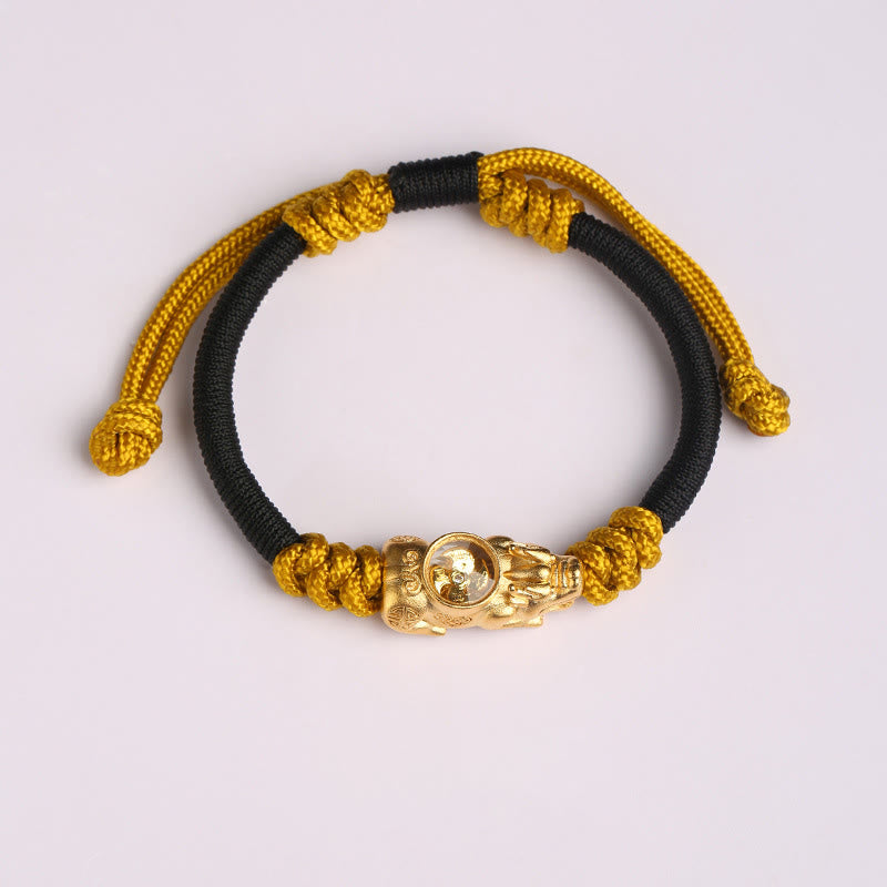Adjustable Gold & Copper Pixiu Hand-woven Rope Bracelet