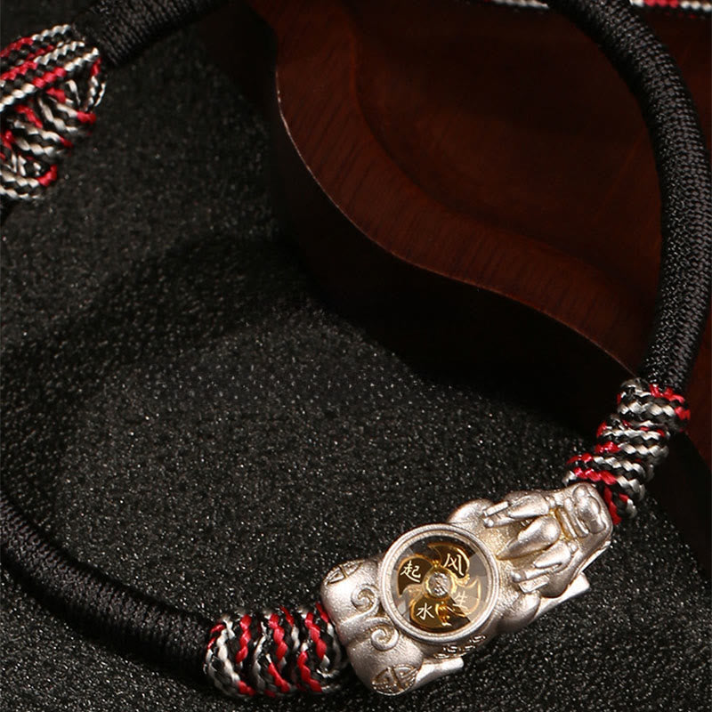 Adjustable Gold & Copper Pixiu Hand-woven Rope Bracelet