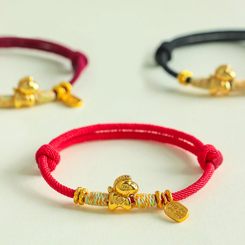 Year Of The Horse Red String Black String Lucky Fortune Charm Braided Connection Bracelet