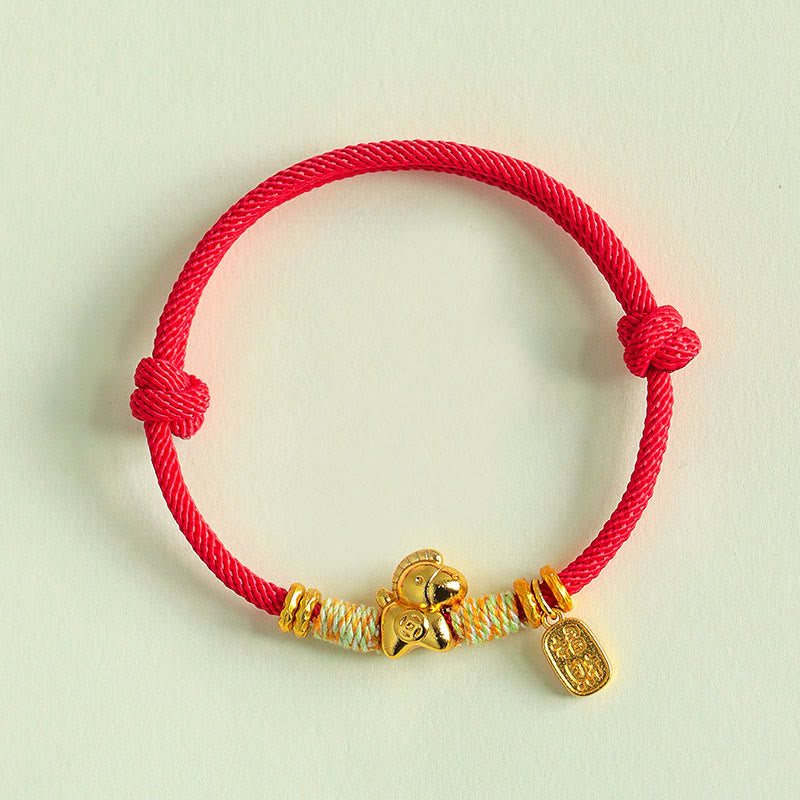 Year Of The Horse Red String Black String Lucky Fortune Charm Braided Connection Bracelet