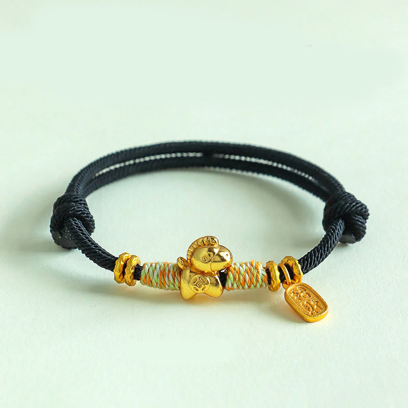 Year Of The Horse Red String Black String Lucky Fortune Charm Braided Connection Bracelet