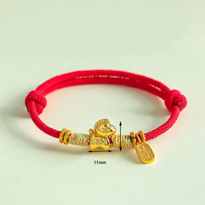 Year Of The Horse Red String Black String Lucky Fortune Charm Braided Connection Bracelet