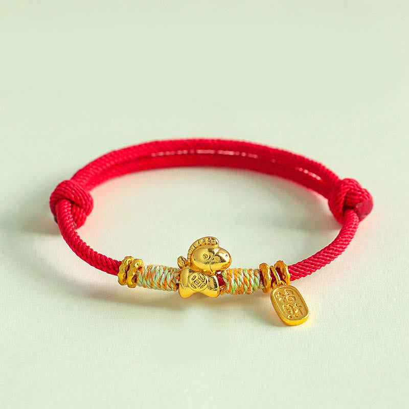 Year Of The Horse Red String Black String Lucky Fortune Charm Braided Connection Bracelet