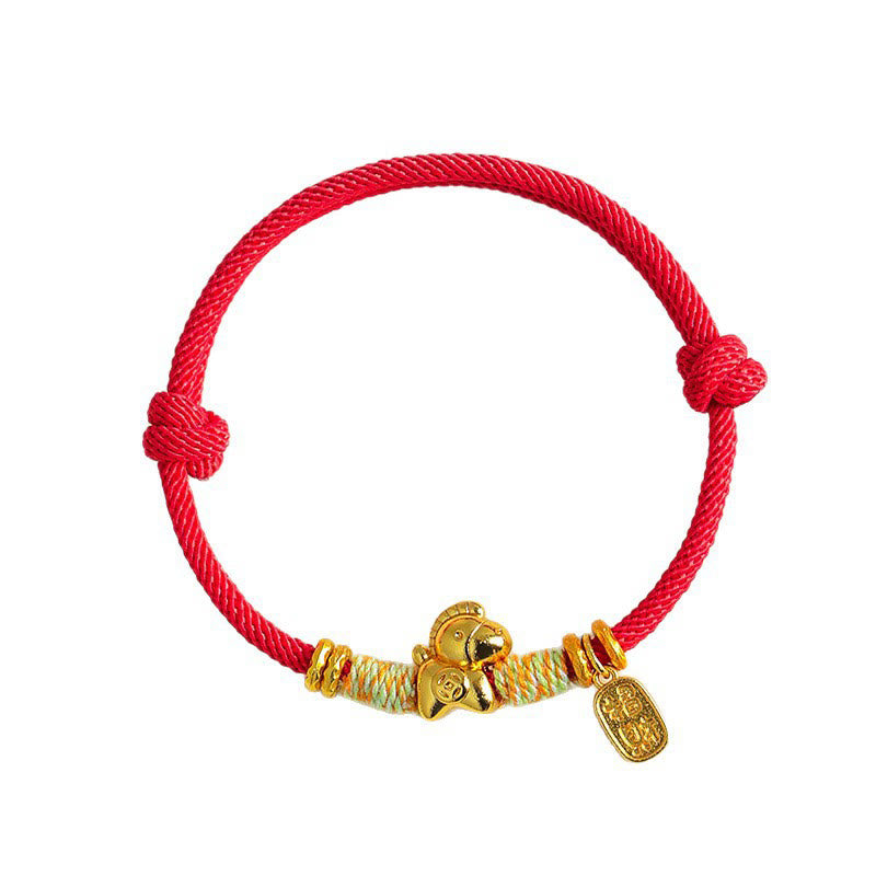 Year Of The Horse Red String Black String Lucky Fortune Charm Braided Connection Bracelet