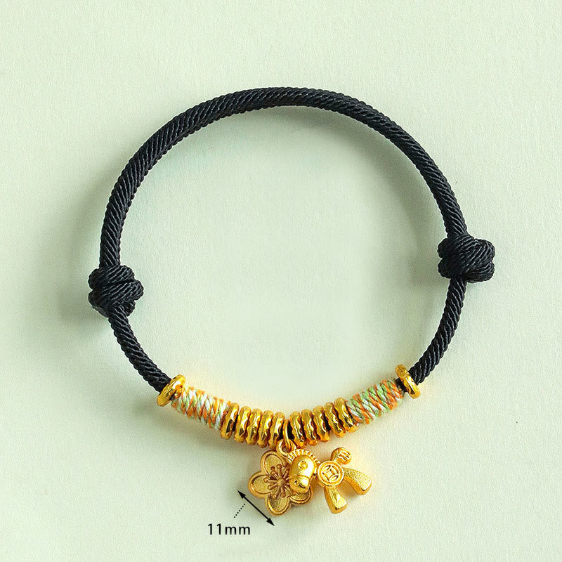 Year Of The Horse Flower Charm Red String Connection Handmade Bracelet