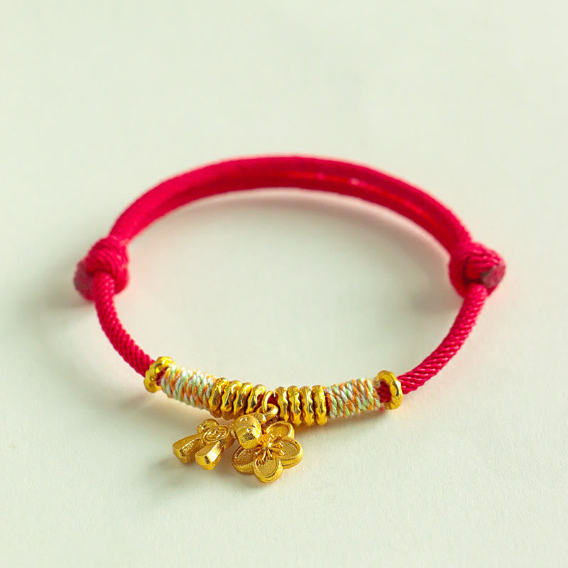 Year Of The Horse Flower Charm Red String Connection Handmade Bracelet
