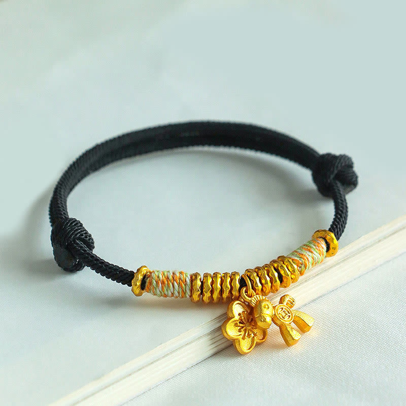 Year Of The Horse Flower Charm Red String Connection Handmade Bracelet