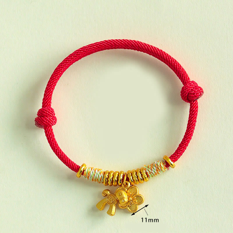 Year Of The Horse Flower Charm Red String Connection Handmade Bracelet