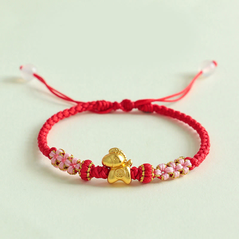 Year Of The Horse Multicolored String Peach Blossom Knot Red String Luck Bracelet