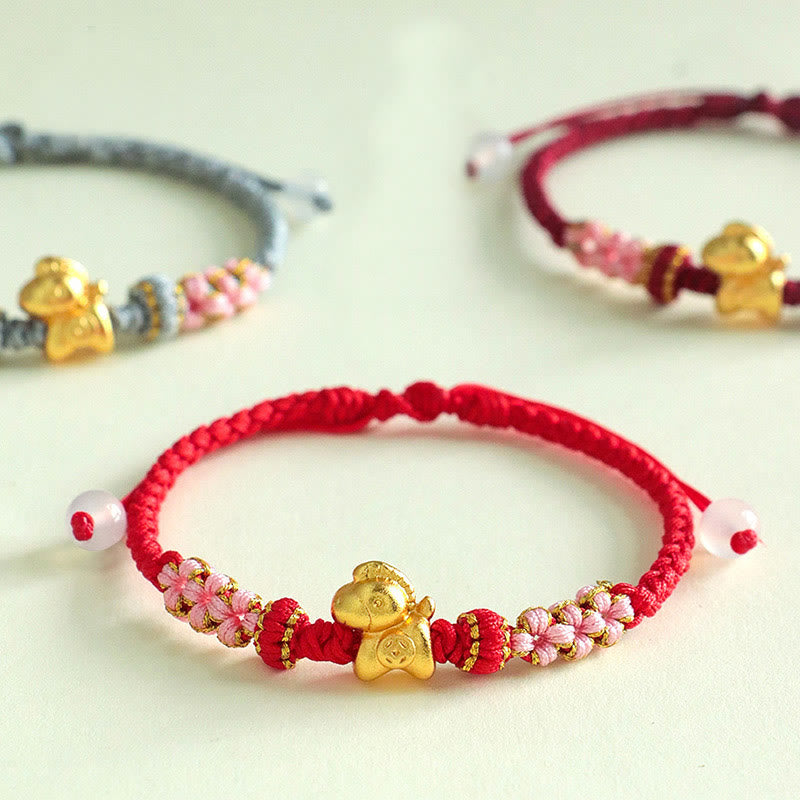 Year Of The Horse Multicolored String Peach Blossom Knot Red String Luck Bracelet