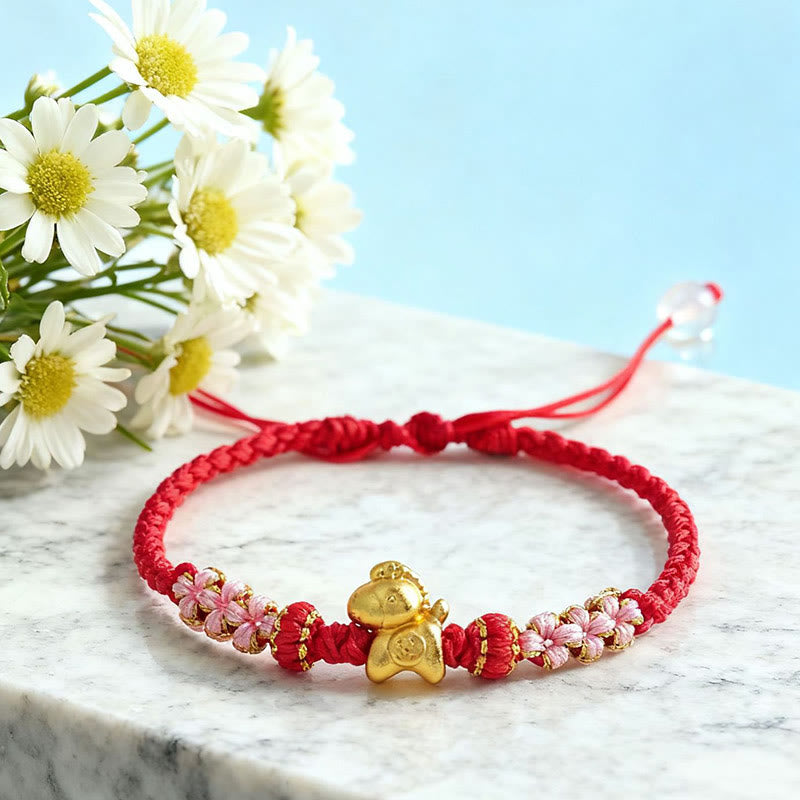 Year Of The Horse Multicolored String Peach Blossom Knot Red String Luck Bracelet