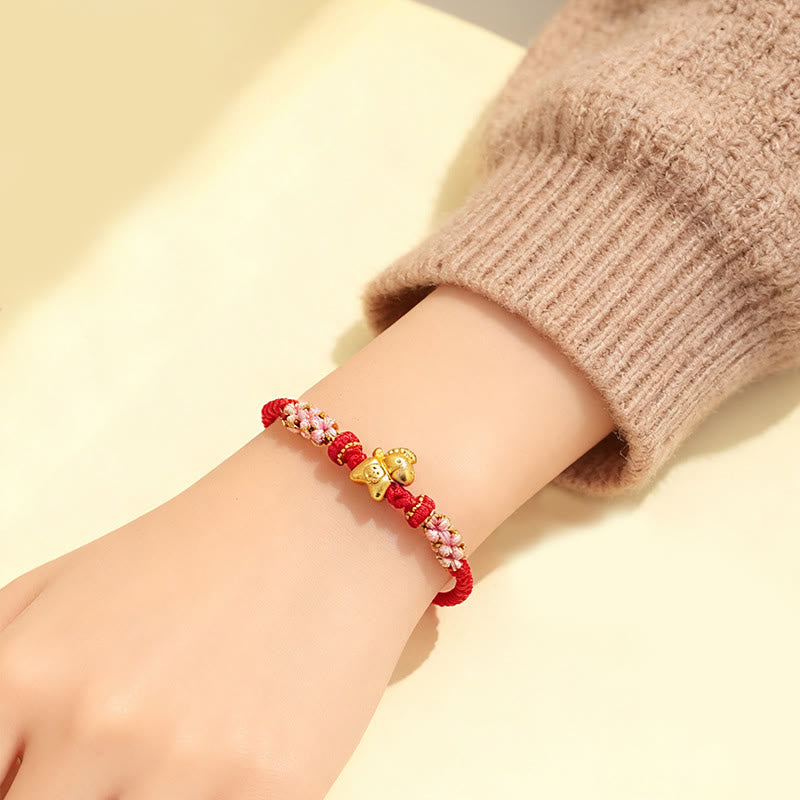Year Of The Horse Multicolored String Peach Blossom Knot Red String Luck Bracelet