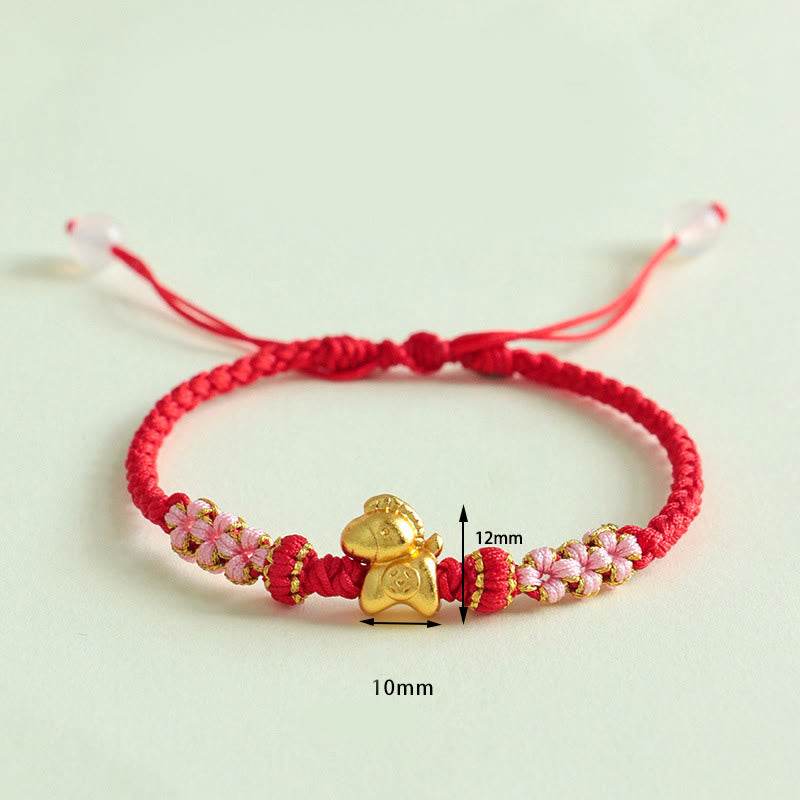 Year Of The Horse Multicolored String Peach Blossom Knot Red String Luck Bracelet