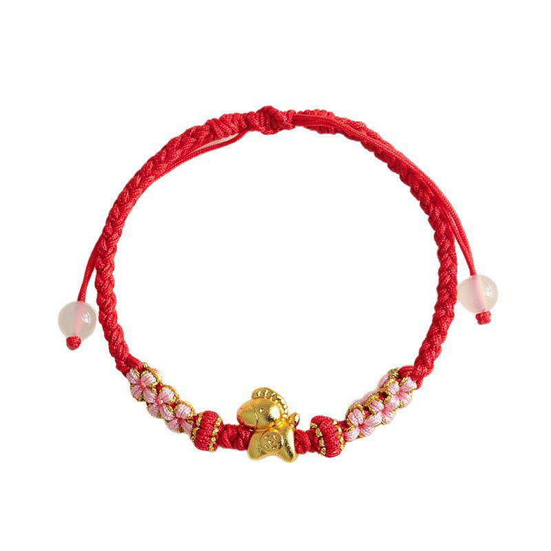 Year Of The Horse Multicolored String Peach Blossom Knot Red String Luck Bracelet