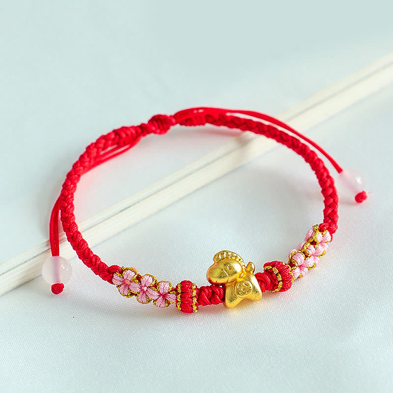 Year Of The Horse Multicolored String Peach Blossom Knot Red String Luck Bracelet