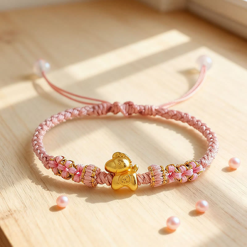Year Of The Horse Multicolored String Peach Blossom Knot Red String Luck Bracelet
