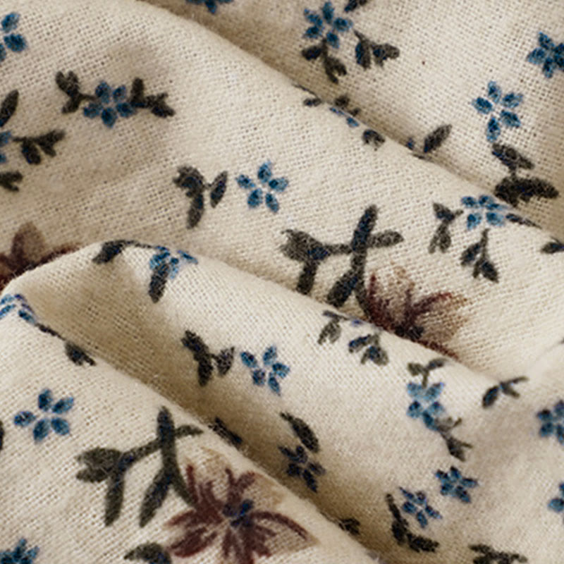 Tactile Cotton Floral Stand Collar Meditation Shirt