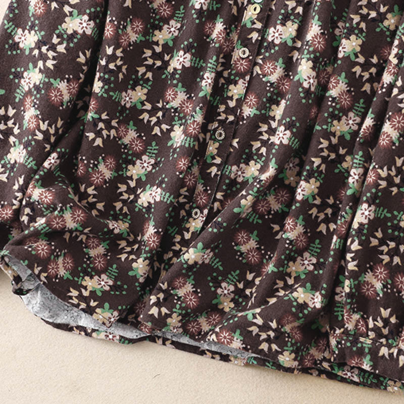Tactile Cotton Floral Stand Collar Meditation Shirt