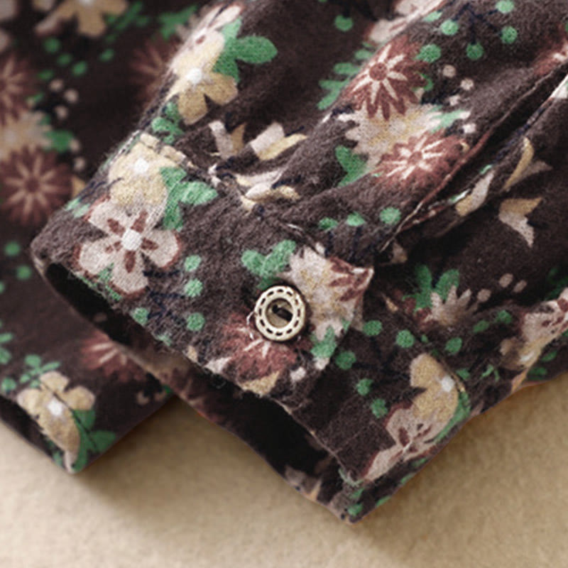Tactile Cotton Floral Stand Collar Meditation Shirt