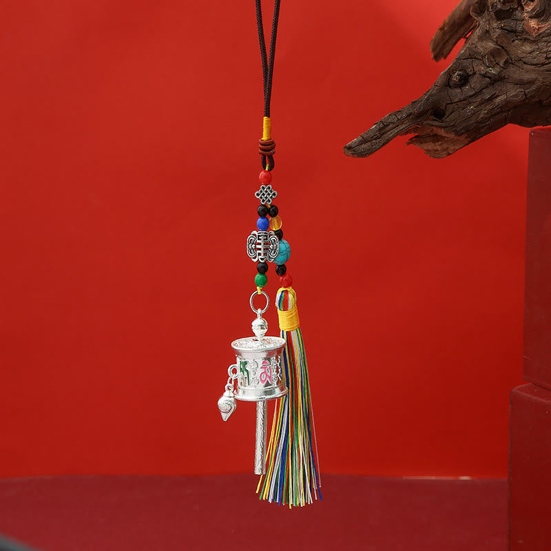 Prayer Wheel Om Mani Padme Hum Colorful Tassels Purity Key Chain
