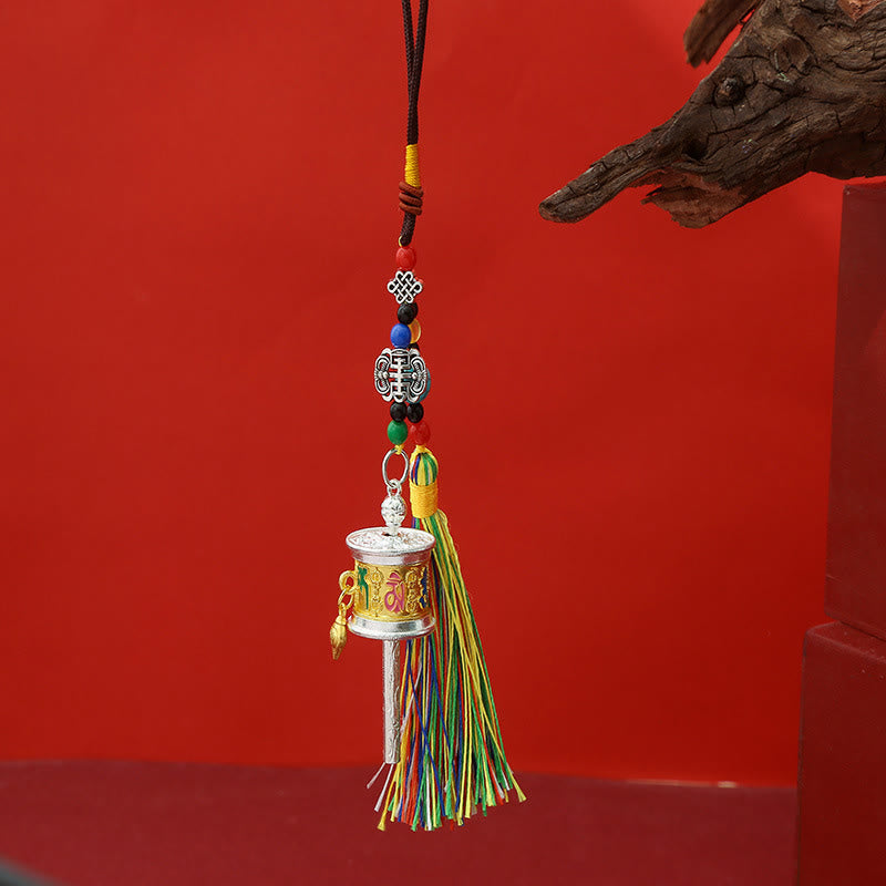 Prayer Wheel Om Mani Padme Hum Colorful Tassels Purity Key Chain