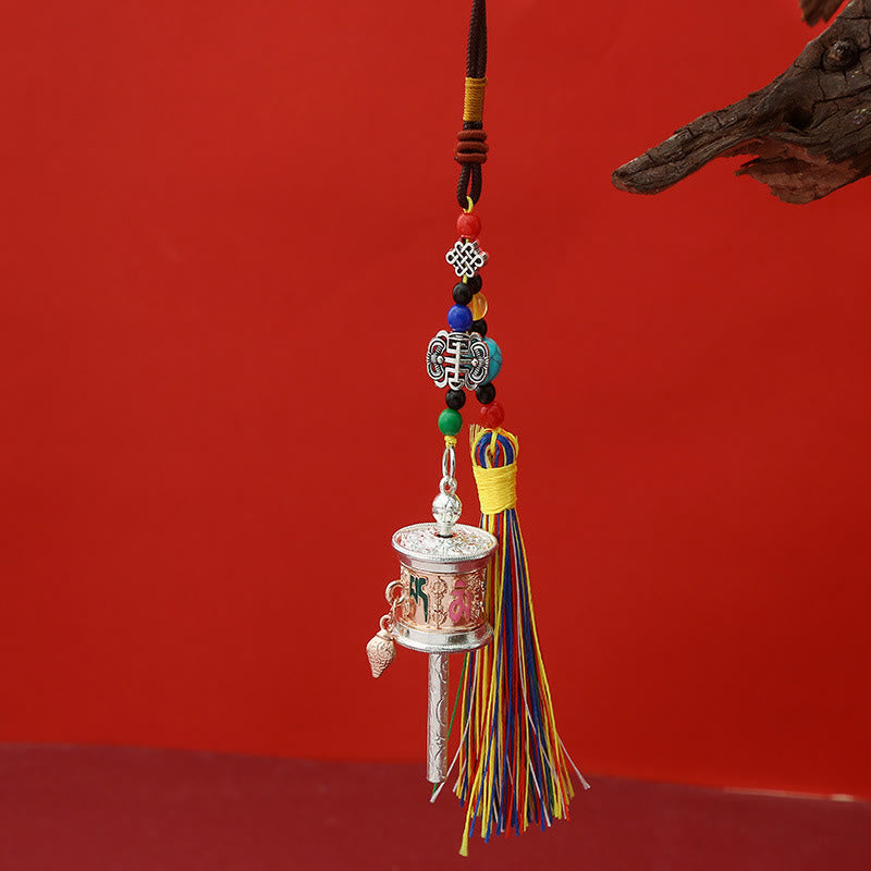 Prayer Wheel Om Mani Padme Hum Colorful Tassels Purity Key Chain