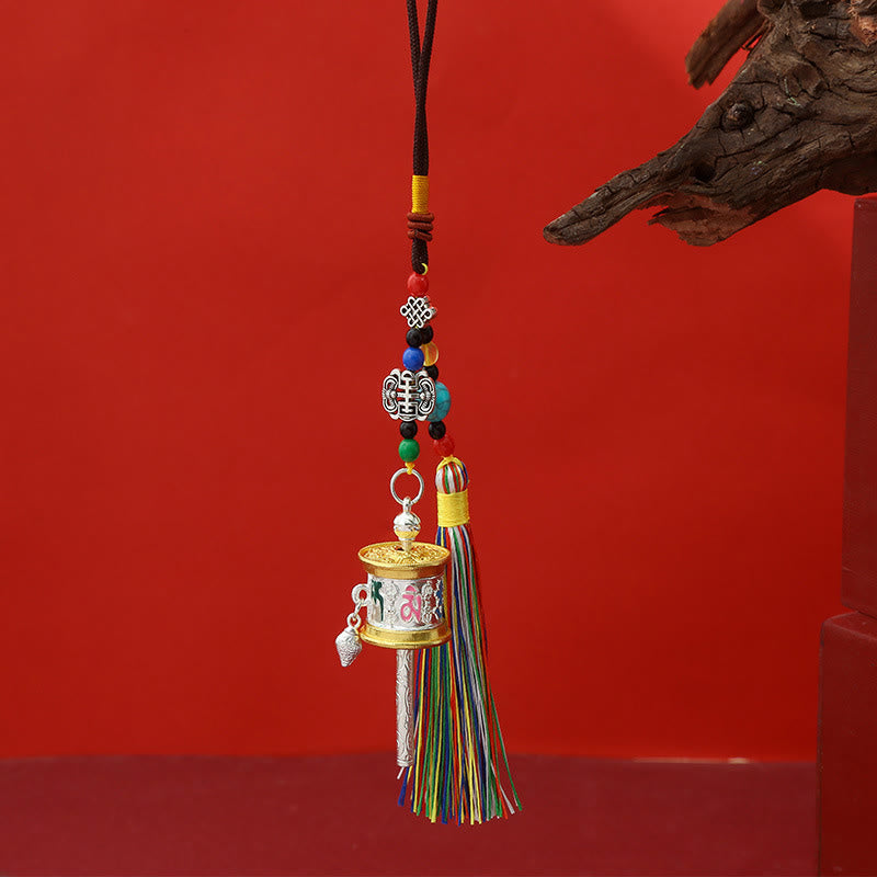 Prayer Wheel Om Mani Padme Hum Colorful Tassels Purity Key Chain