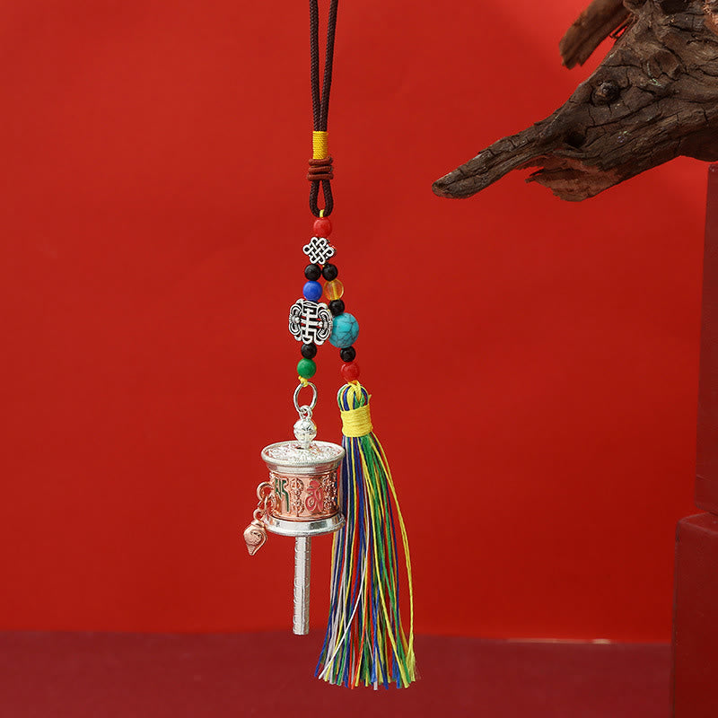 Prayer Wheel Om Mani Padme Hum Colorful Tassels Purity Key Chain