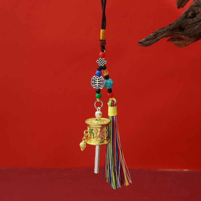 Prayer Wheel Om Mani Padme Hum Colorful Tassels Purity Key Chain
