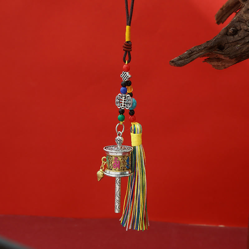 Prayer Wheel Om Mani Padme Hum Colorful Tassels Purity Key Chain