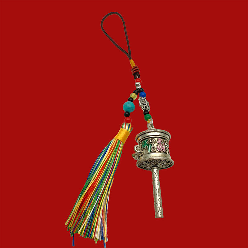 Prayer Wheel Om Mani Padme Hum Colorful Tassels Purity Key Chain