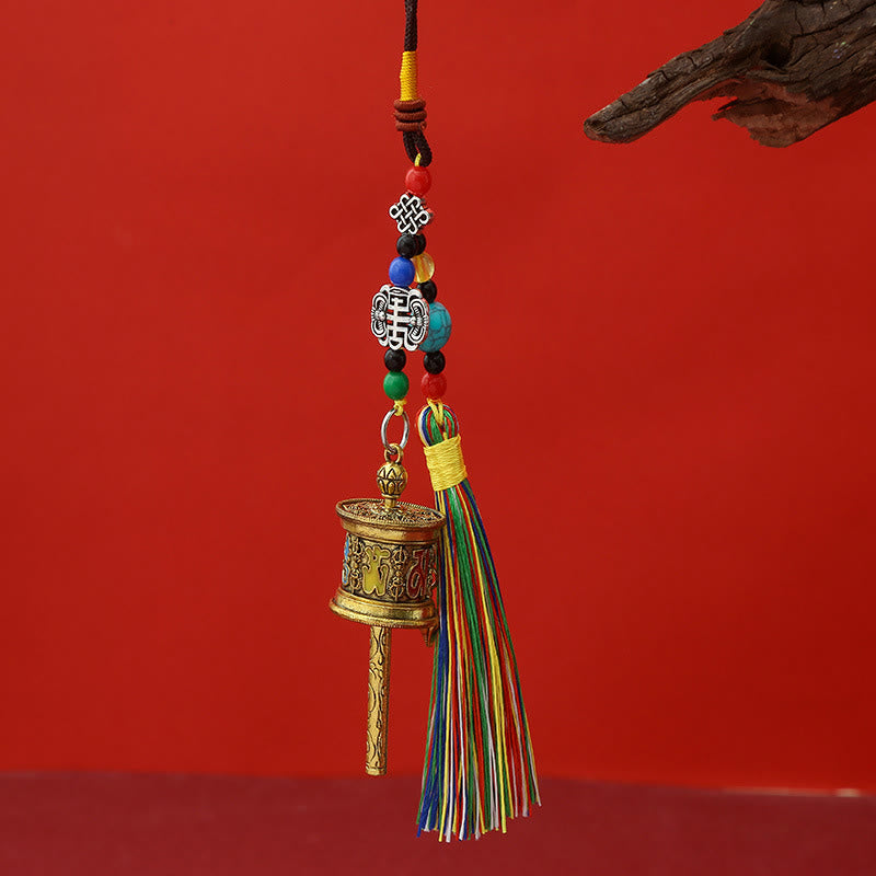 Prayer Wheel Om Mani Padme Hum Colorful Tassels Purity Key Chain