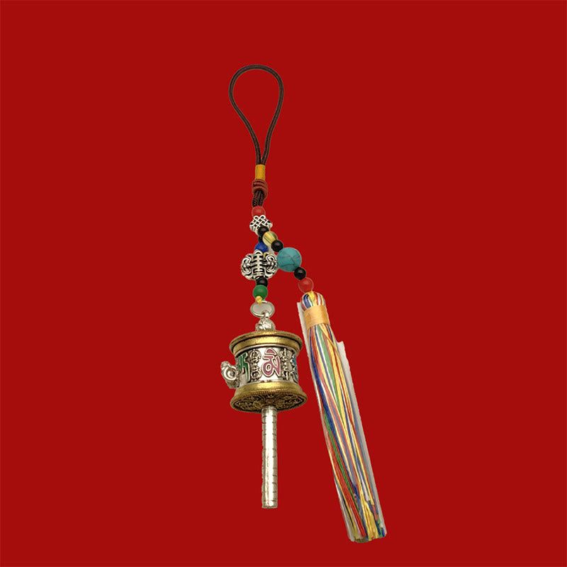 Prayer Wheel Om Mani Padme Hum Colorful Tassels Purity Key Chain