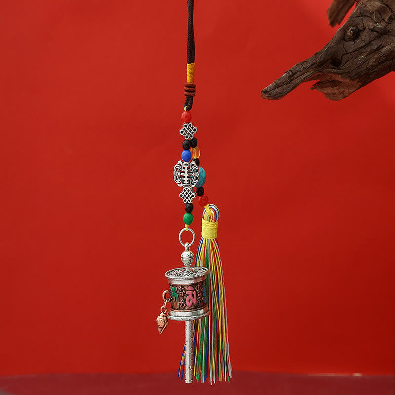 Prayer Wheel Om Mani Padme Hum Colorful Tassels Purity Key Chain