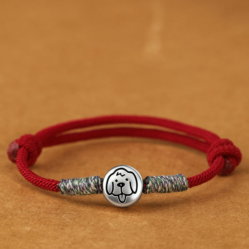 999 Sterling Silver Chinese Zodiac Horse Braided Red String Bracelet