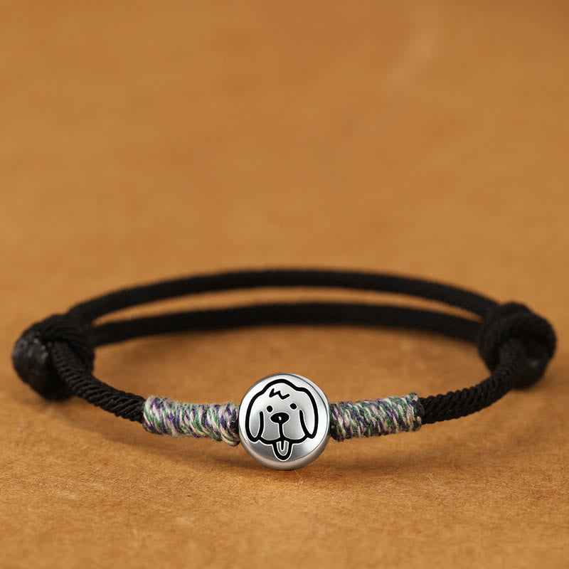 999 Sterling Silver Chinese Zodiac Horse Braided Red String Bracelet