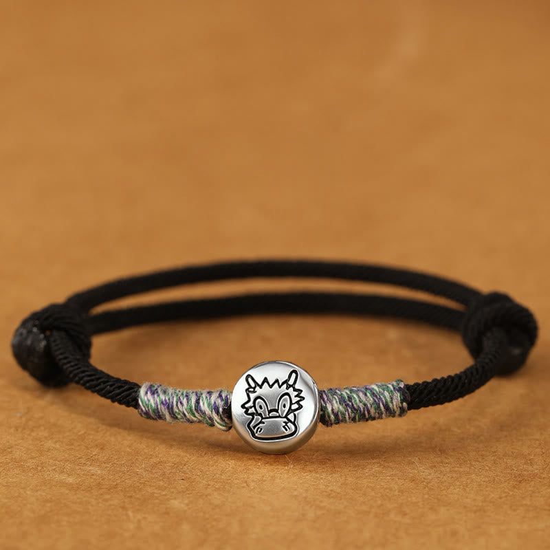 999 Sterling Silver Chinese Zodiac Horse Braided Red String Bracelet