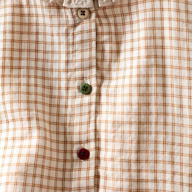Tactile Cotton Stand-Collar Plaid Mindful Shirt