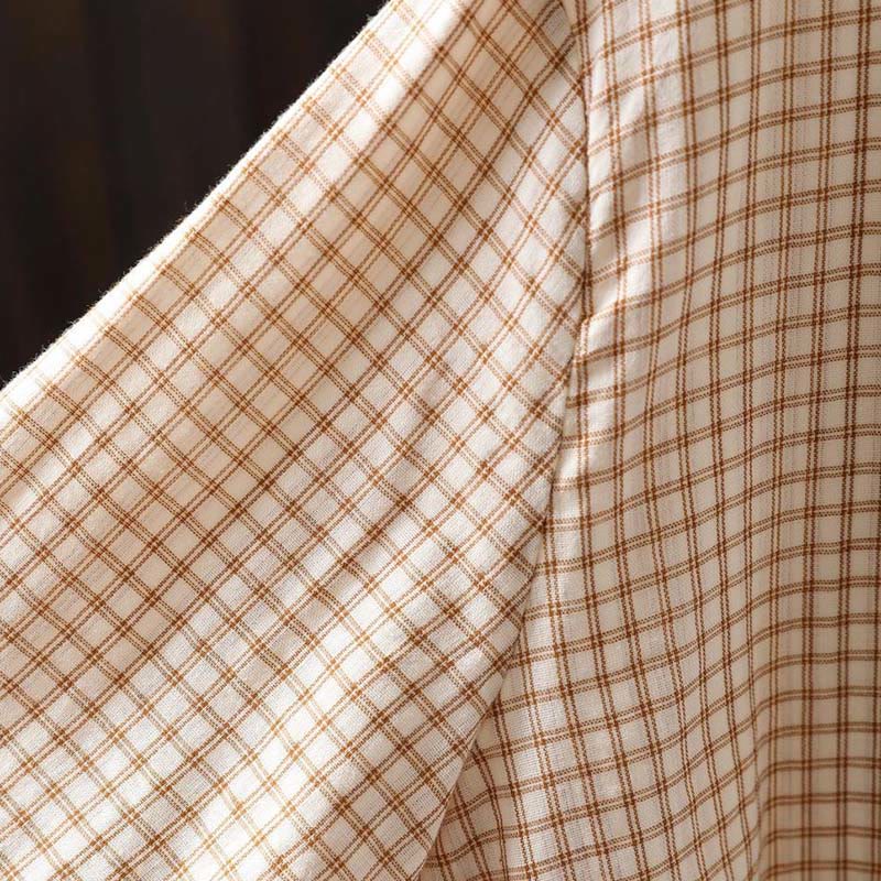 Tactile Cotton Stand-Collar Plaid Mindful Shirt