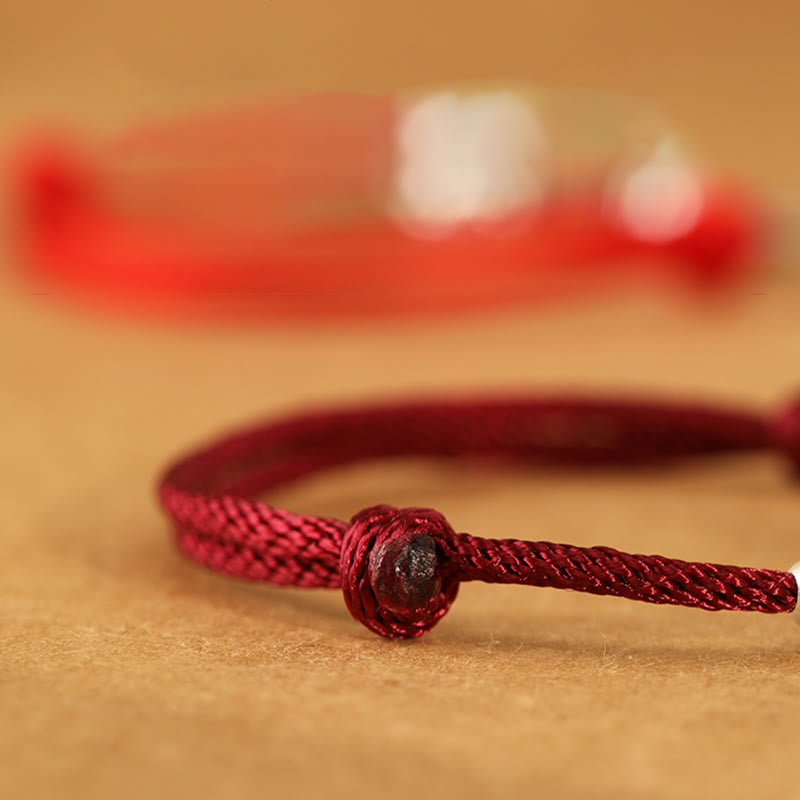 999 Sterling Silver Year of the Horse Fu Character Braided Red String Bracelet