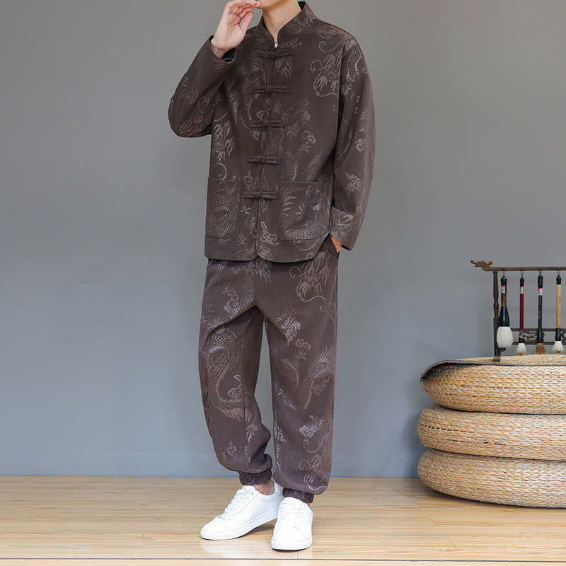 Cotton Corduroy Frog-Button Tang Suit Meditation Set